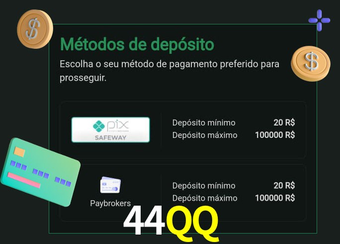O cassino 44QQ oferece uma grande variedade de métodos de pagamento